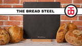 Various shots of the Bread Steel being used by a baker are shown, text overlay states “The Bread Steel. Lightweight, only 1/10 inch. Easy to handle, heats quickly. Creates the perfect temperature for baking bread.” Several loaves of bread are shown being lifted by a Bread Peel off of the Bread Steel in quick succession. Onscreen text states “no more burnt bottoms,” while the bottom of a few loaves of bread that matches the rest of the crust are shown. Text states “Bake better with Trueshop.”