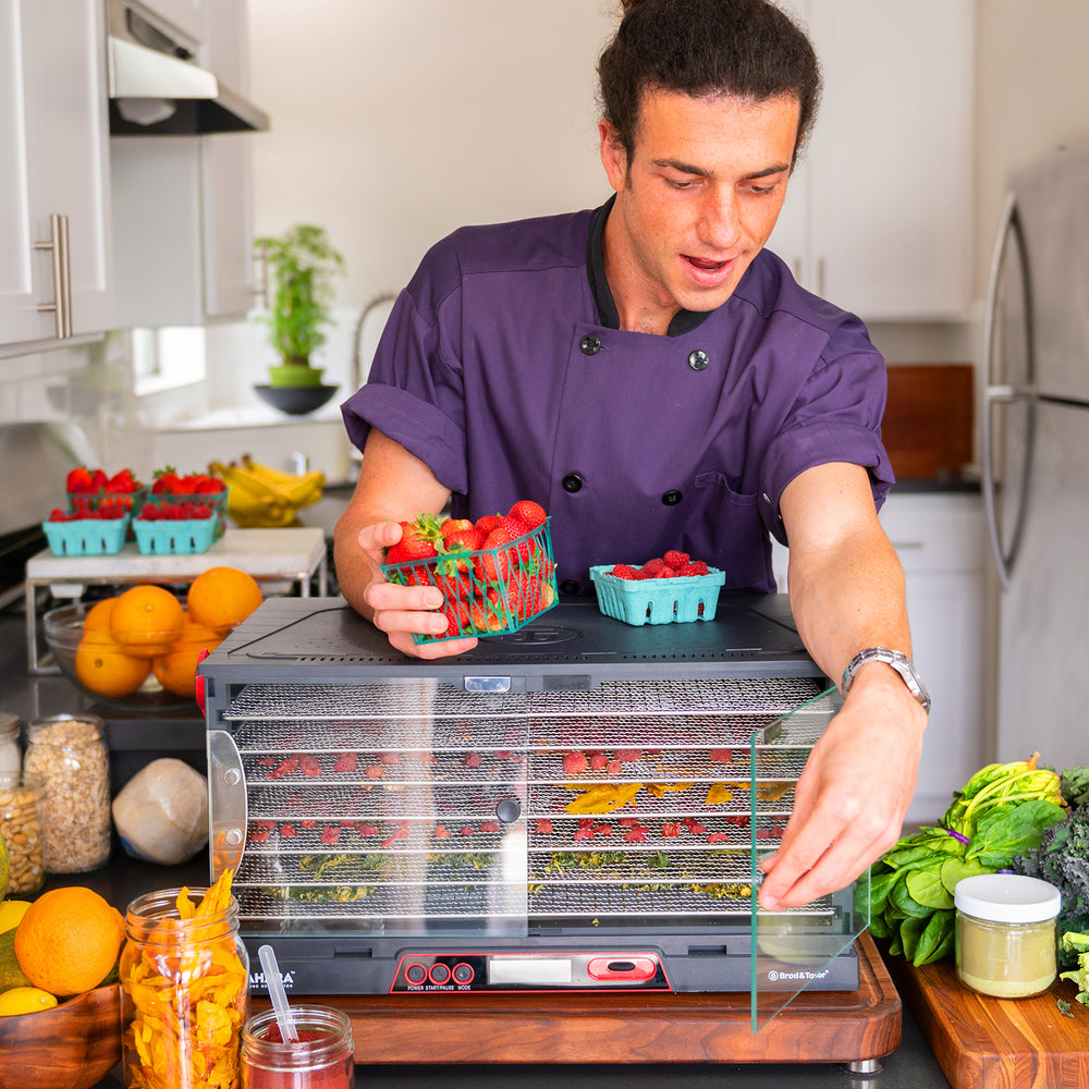 Chef Mario with the Sahara dehydrator in his kitchen